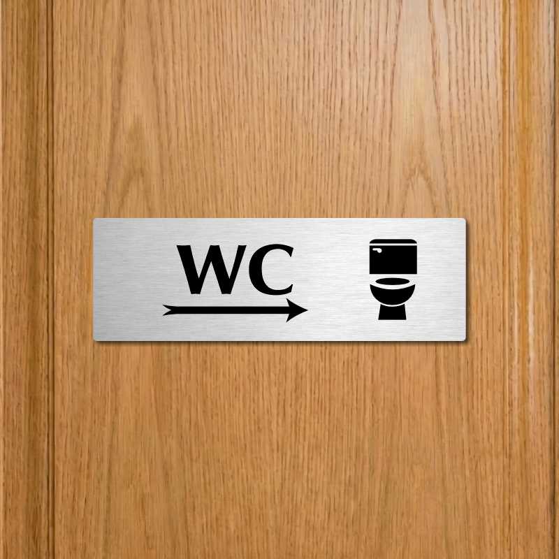 WC vpravo, 200x66mm, stříbrná popiska 